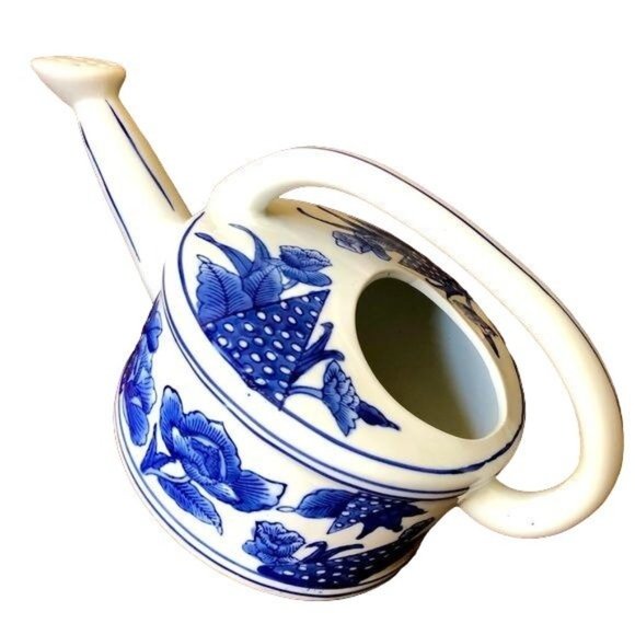 Vintage Other - Vintage Blue and White Porcelain Watering Can